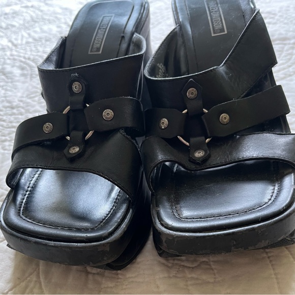 Harley-Davidson Platform Sandals. Black with Metal Accents. Size US 8/EU 39 - Picture 2 of 11